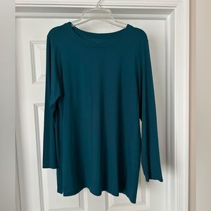 JJill knit forward seam tunic top.  Teal blue XL tall.